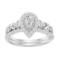 Thumbnail for LADIES BRIDAL RING SET 1/2 CT ROUND/PEAR DIAMOND 14K  WHITE GOLD