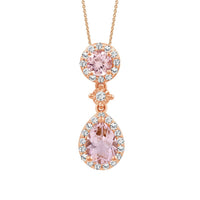 Thumbnail for LADIES PENDANT 1 CT ROUND/PEAR PEACH MORGANITE DIAMOND 10K ROSE GOLD (CENTER-1/5 CT)