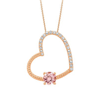 Thumbnail for LADIES PENDANT 5/8 CT ROUND PEACH MORGANITE DIAMOND 10K ROSE GOLD (CENTER-1/2 CT)