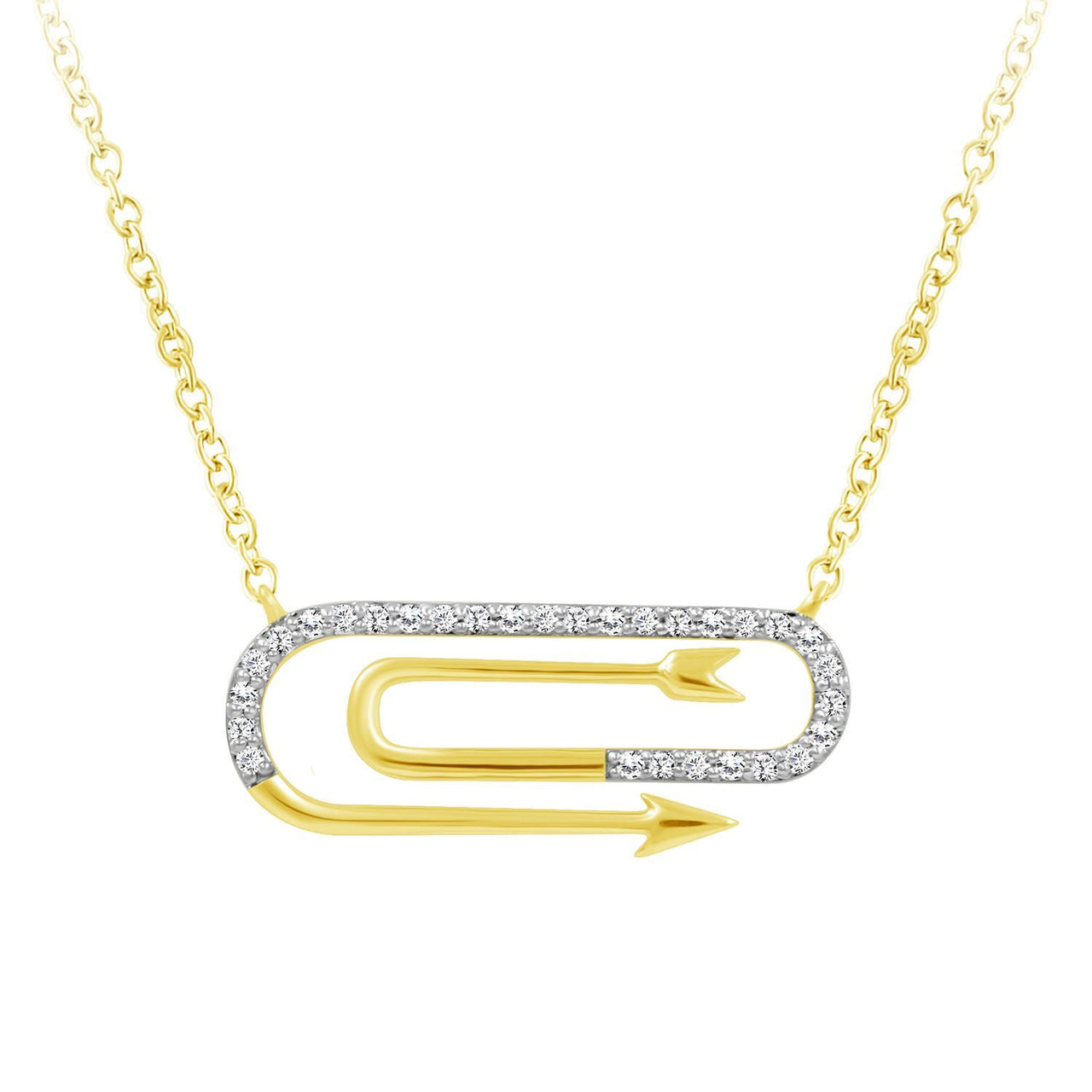 LADIES NECKLACE 1/6 CT ROUND DIAMOND 10K YELLOW GOLD