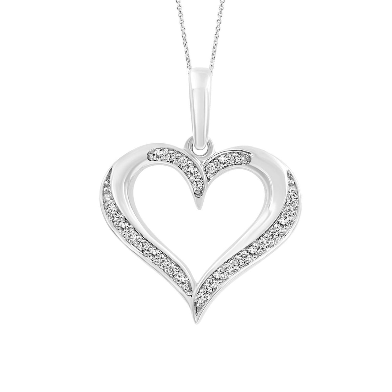 LADIES PENDANT 1/10 CT ROUND DIAMOND 10K WHITE GOLD