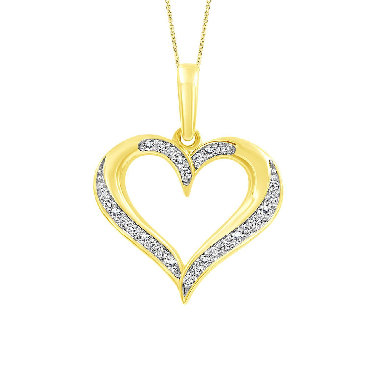 LADIES PENDANT 1/10 CT ROUND DIAMOND 10K YELLOW GOLD