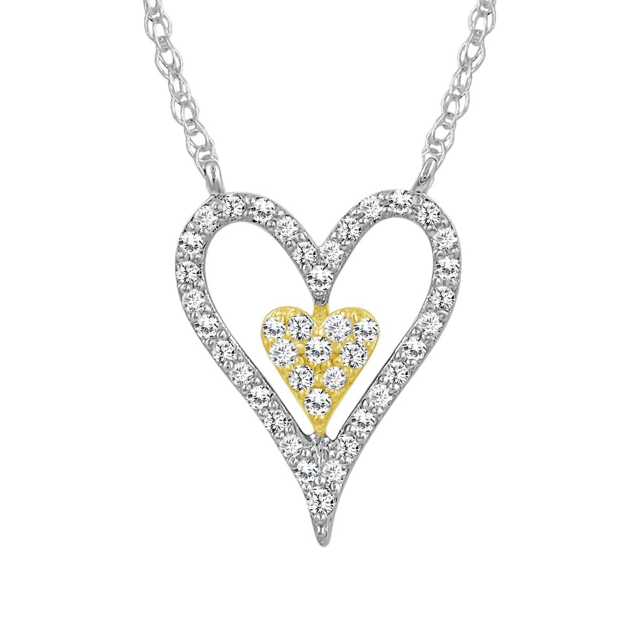 LADIES NECKLACE 1/4 CT ROUND DIAMOND 10K YELLOW GOLD