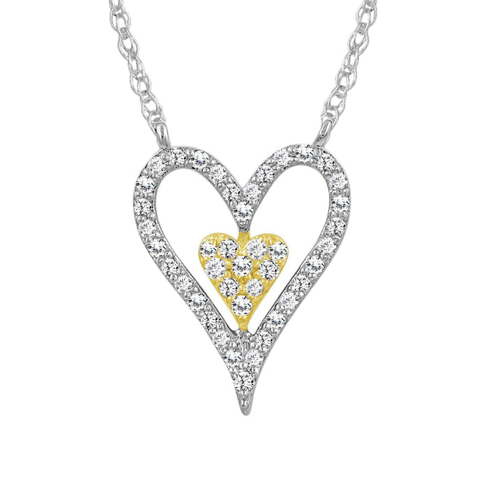 LADIES NECKLACE 1/4 CT ROUND DIAMOND 10K YELLOW GOLD