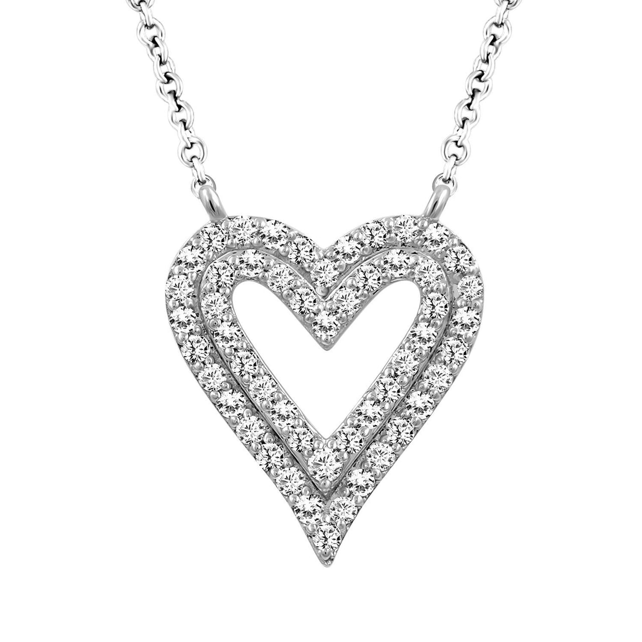 LADIES NECKLACE 1/3 CT ROUND DIAMOND 10K WHITE GOLD