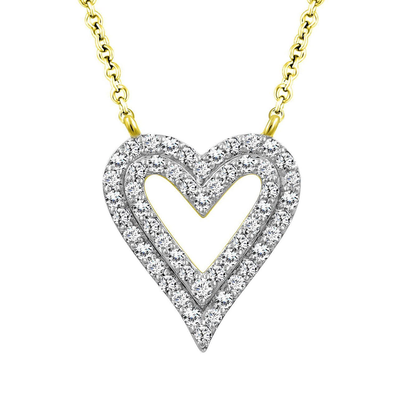 LADIES NECKLACE 1/3 CT ROUND DIAMOND 10K YELLOW GOLD