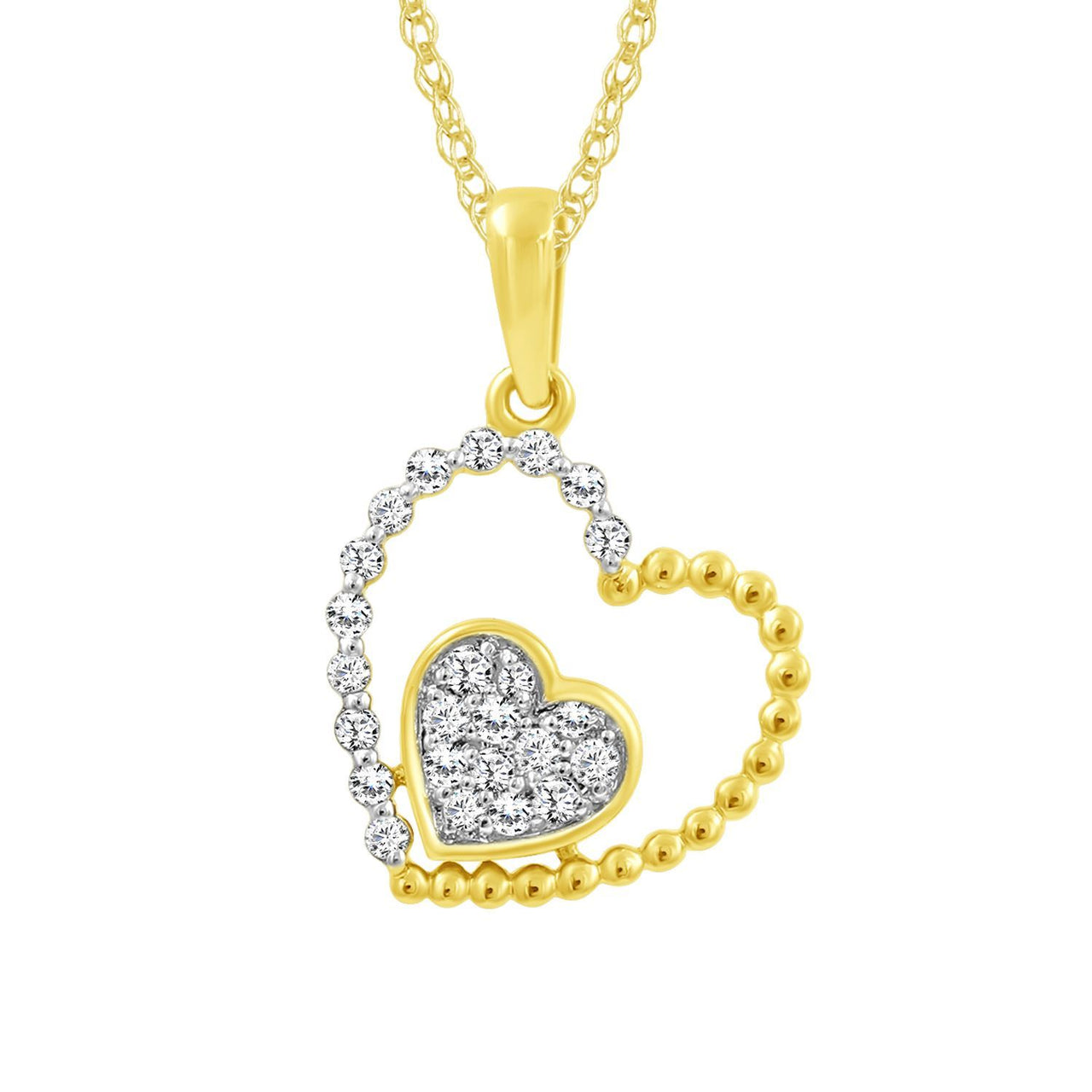 LADIES PENDANT 1/5 CT ROUND DIAMOND 10K YELLOW GOLD