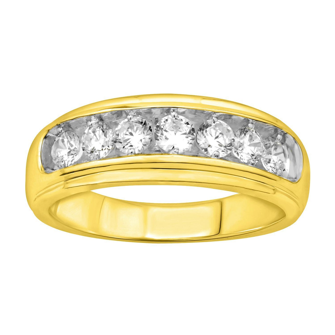MEN'S BAND 1 CT ROUND DIAMOND 10K YELLOW GOLD