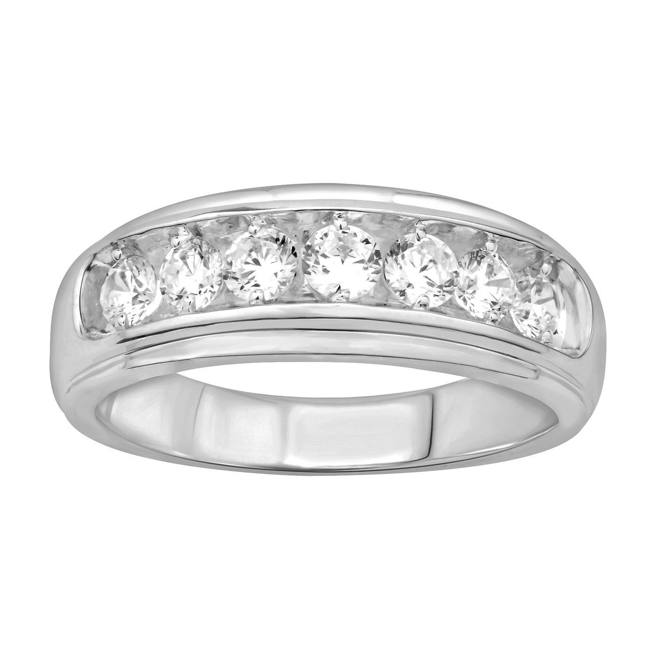 MEN'S BAND 1 CT ROUND DIAMOND 10K WHITE GOLD