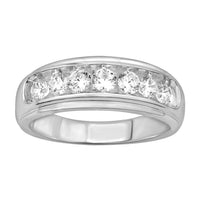 Thumbnail for MEN'S BAND 1 CT ROUND DIAMOND 10K WHITE GOLD