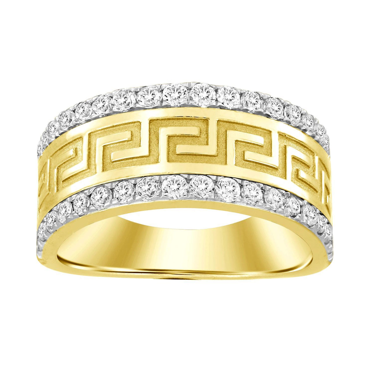 MEN'S RING 1 CT ROUND DIAMOND 14K YELLOW GOLD