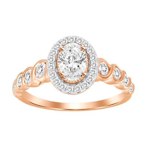 LADIES ENGAGEMENT RING 1 CT ROUND/OVAL DIAMOND 14K ROSE GOLD (CENTER-1/2CT) - SI QUALITY