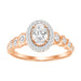 LADIES ENGAGEMENT RING 1 CT ROUND/OVAL DIAMOND 14K ROSE GOLD (CENTER-1/2CT) - SI QUALITY