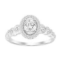 Thumbnail for LADIES ENGAGEMENT RING 1 CT ROUND/OVAL DIAMOND 14K WHITE GOLD (CENTER-1/2CT) - SI QUALITY