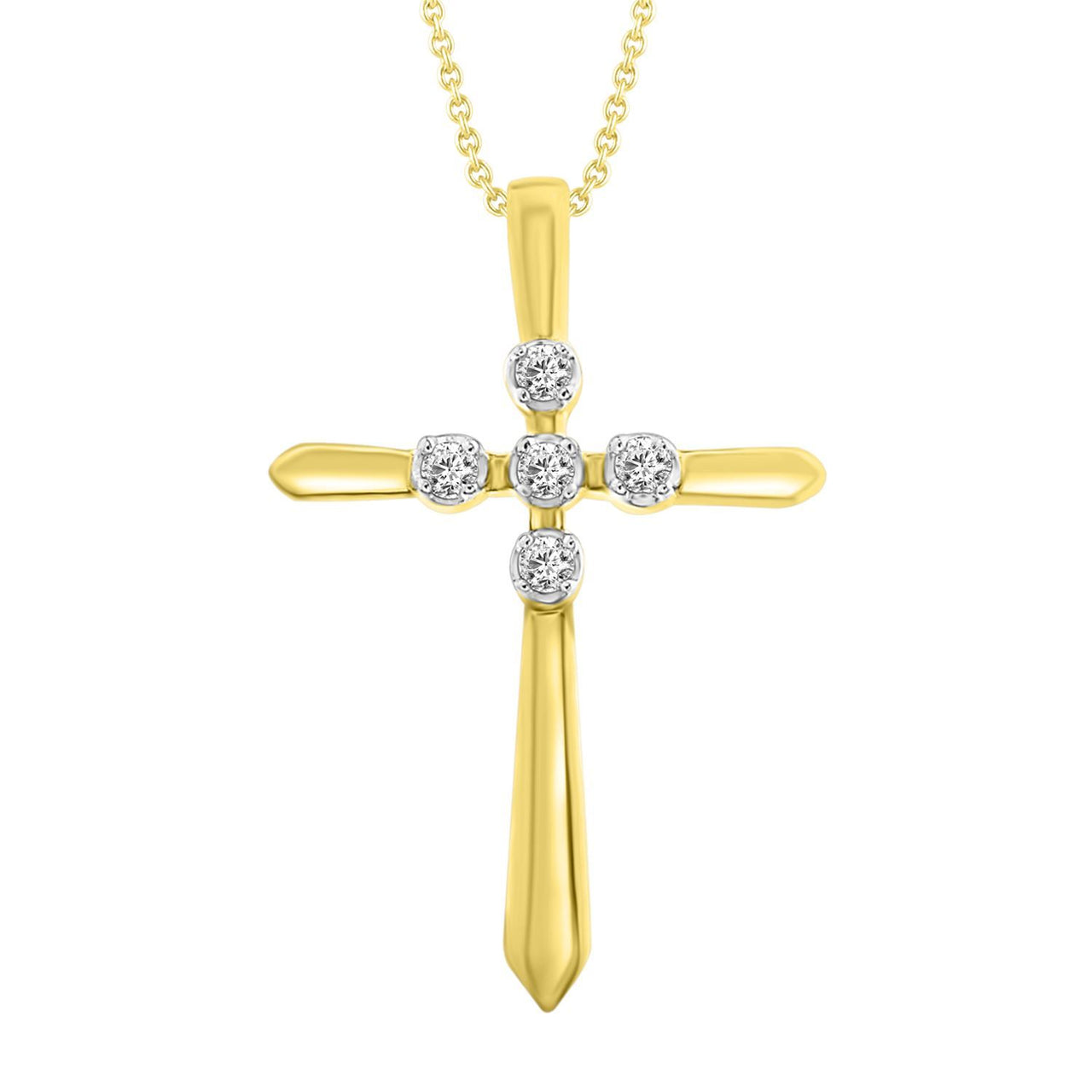 LADIES PENDANT 0.03 CT ROUND DIAMOND 10K YELLOW GOLD