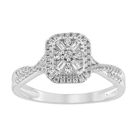 Thumbnail for LADIES RING 1/4 CT ROUND/BAGUETTE DIAMOND 10K WHITE GOLD
