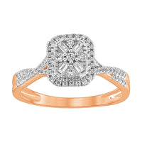 Thumbnail for LADIES RING 1/4 CT ROUND/BAGUETTE DIAMOND 10K ROSE GOLD