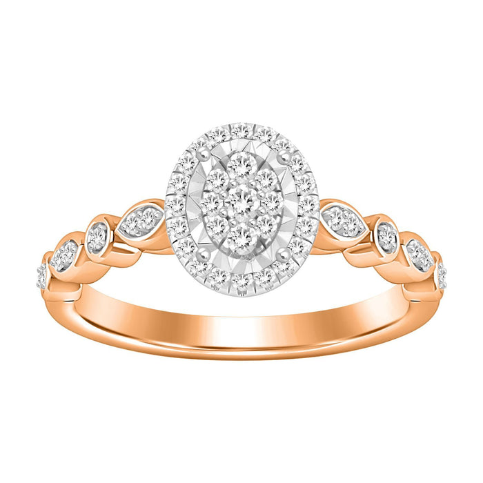 LADIES RING 1/5 CT ROUND DIAMOND 10K ROSE GOLD