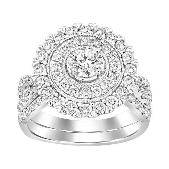 LADIES BRDIAL SET 2.00 CT ROUND DIAMOND 14K WHITE GOLD