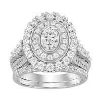 Thumbnail for LADIES BRIDAL RING SET 2 CT ROUND/OVAL DIAMOND 14KT WHITE GOLD