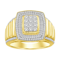 Thumbnail for MEN'S RING 1 CT ROUND/BAGUETTE DIAMOND 10K YELLOW GOLD