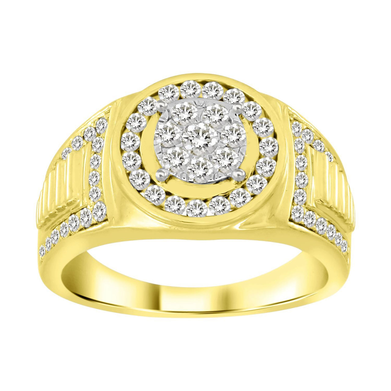 MEN'S RING 1 CT ROUND DIAMOND 10K YELLOW GOLD