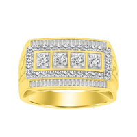 Thumbnail for MEN'S RING 1 CT ROUND/BAGUETTE DIAMOND 10K YELLOW GOLD