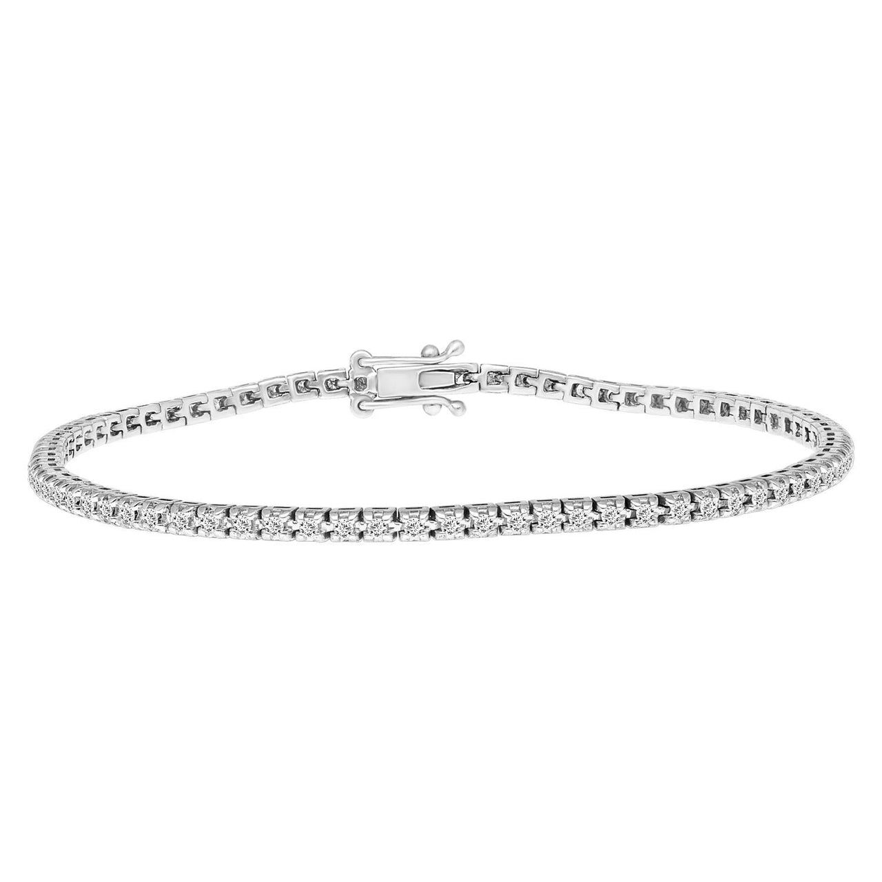 LADIES BRACELET 1 CT ROUND DIAMOND 14K WHITE GOLD
