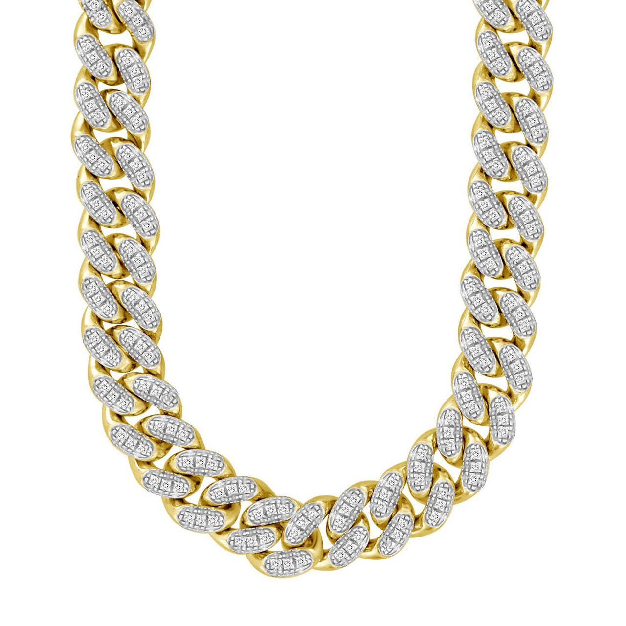 MEN'S NECKLACE 3 CT ROUND DIAMOND 10K YELLOW GOLD