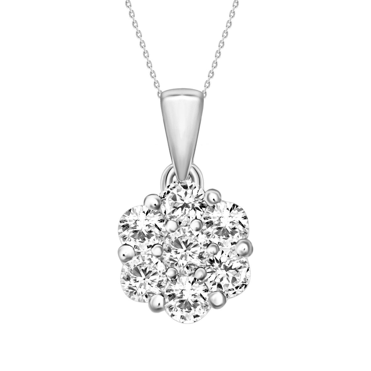 LADIES PENDANT 3/4 CT ROUND DIAMOND 14K WHITE GOLD