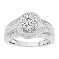 Thumbnail for LADIES RING 1 CT ROUND/BAGUETTE DIAMOND 10K WHITE GOLD