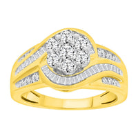 Thumbnail for LADIES RING 1 CT ROUND/BAGUETTE DIAMOND 10K YELLOW GOLD