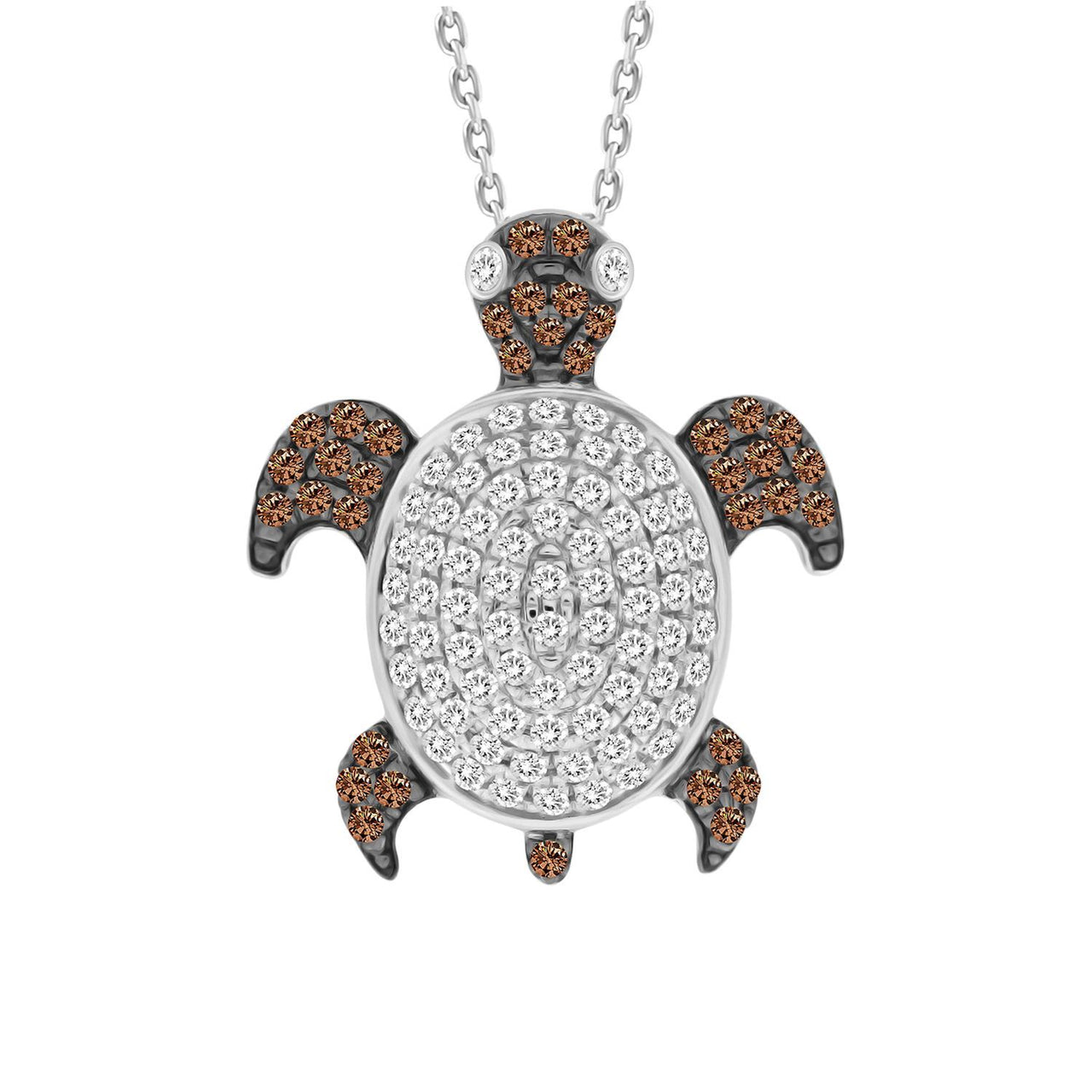 LADIES PENDANT 3/4 CT ROUND/CHOCOLATE DIAMOND 14K WHITE GOLD