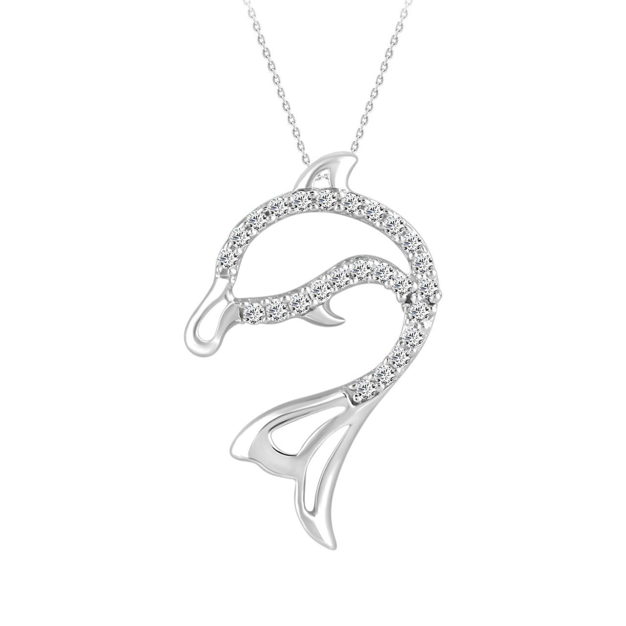LADIES PENDANT 1/10 ROUND DIAMOND 10K WHITE GOLD