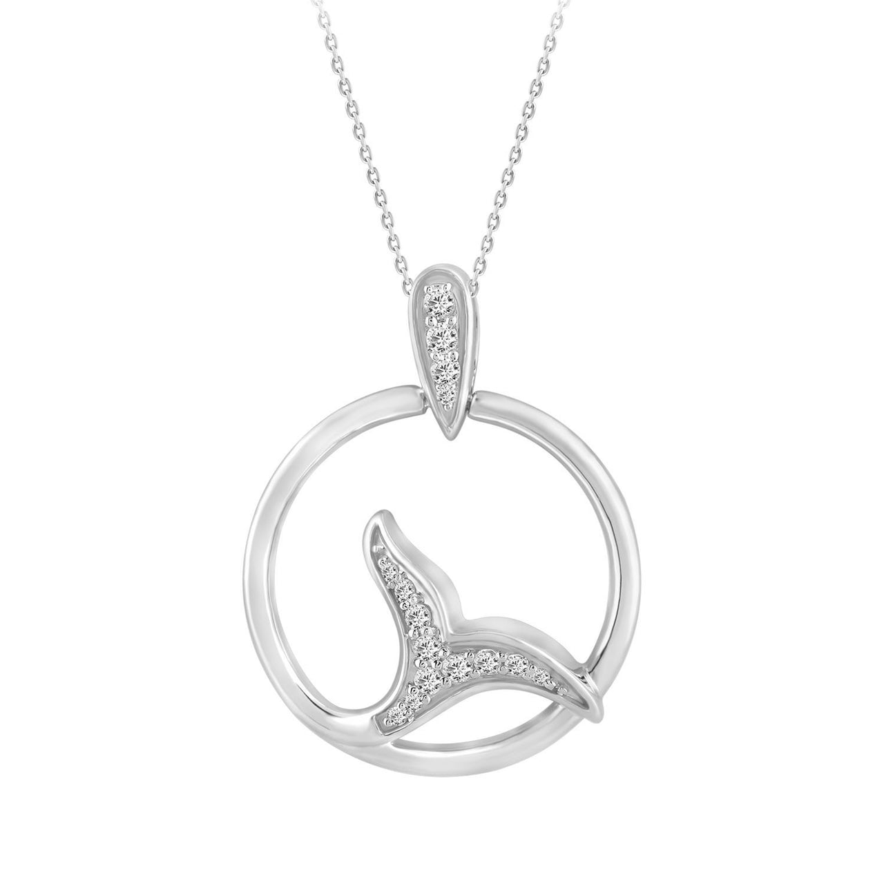 LADIES PENDANT 1/6 CT ROUND DIAMOND 10K WHITE GOLD