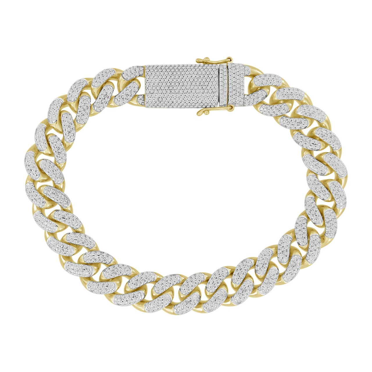 MEN'S BRACELET 3 3/8 CT ROUND DIAMOND 10K YELLOW GOLD