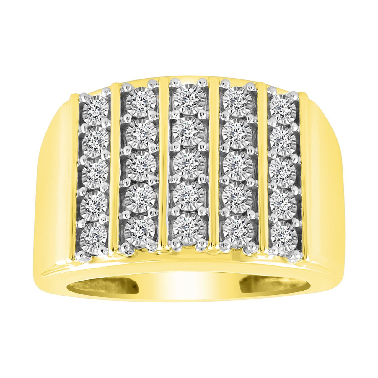 MEN'S RING 1/2 CT ROUND DIAMOND 10K YELLOW GOLD