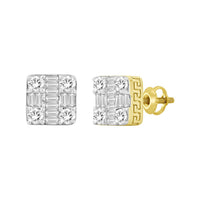 Thumbnail for MEN'S EARRING 1 CT ROUND/BAGUETTE DIAMOND 10K YELLOW GOLD