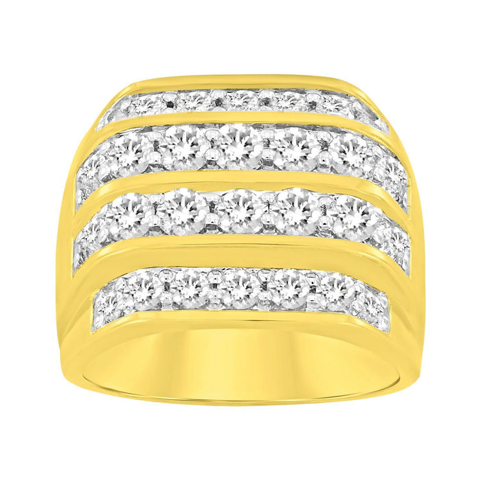 MEN'S RING 3 CT ROUND DIAMOND 10K YELLOW GOLD