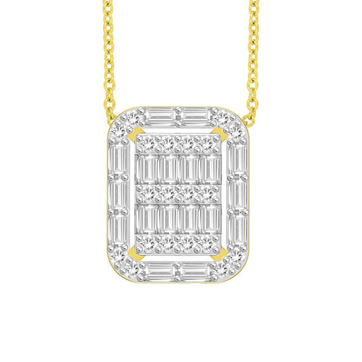 LADIES PENDANT 1/2 CT ROUND/BAGUETTE DIAMOND 10K YELLOW GOLD