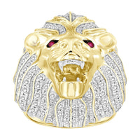 Thumbnail for MEN'S RING 2 1/2 CT ROUND/BAGUETTE/RUBY DIAMOND 10K YELLOW GOLD