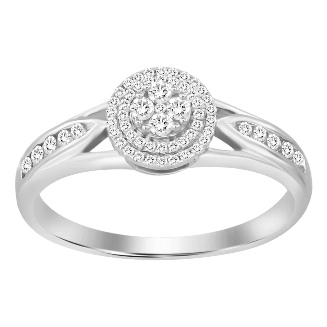 LADIES RING 1/3 CT ROUND DIAMOND 10K WHITE GOLD
