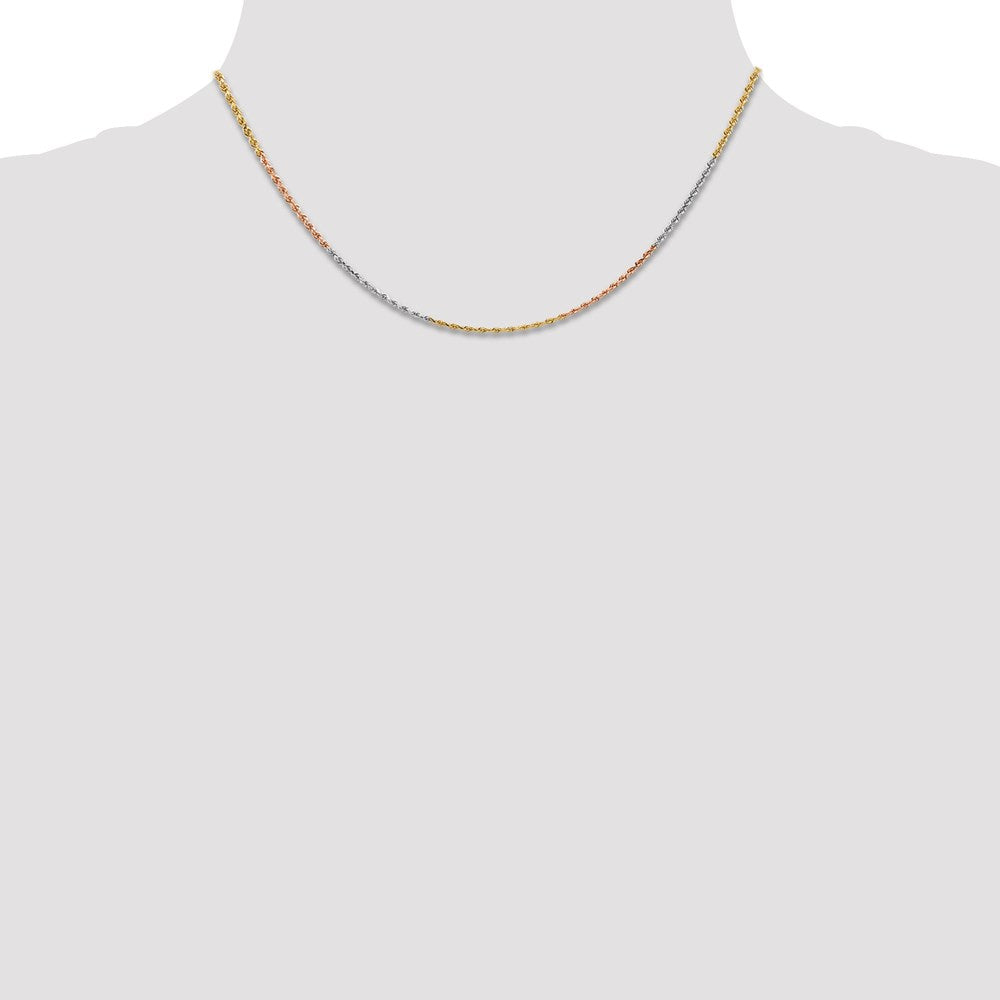 14k Tri-Color 1.5mm Diamond-cut Rope Chain