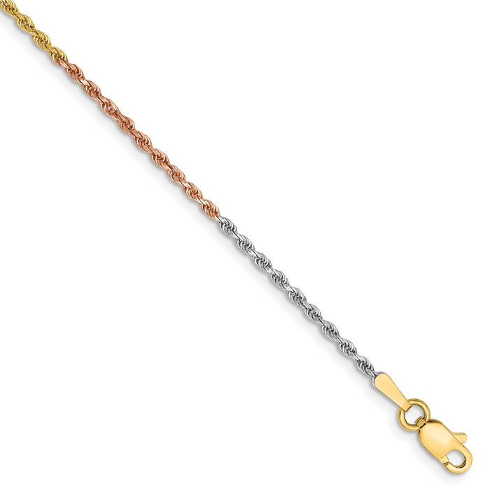 14k Tri-Color 1.5mm Diamond-cut Rope Chain