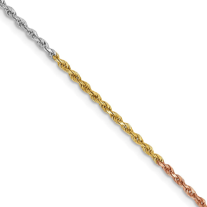 14k Tri-Color 1.5mm Diamond-cut Rope Chain