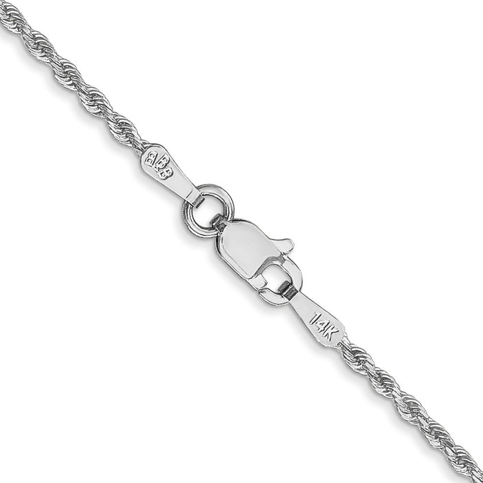 14k White Gold 1.5mm Diamond-cut Rope Chain