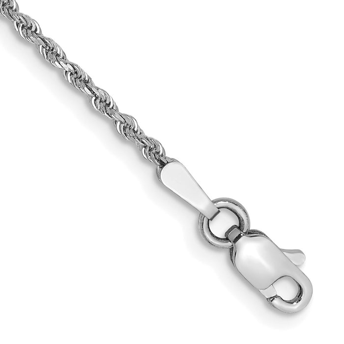 14k White Gold 1.5mm Diamond-cut Rope Chain