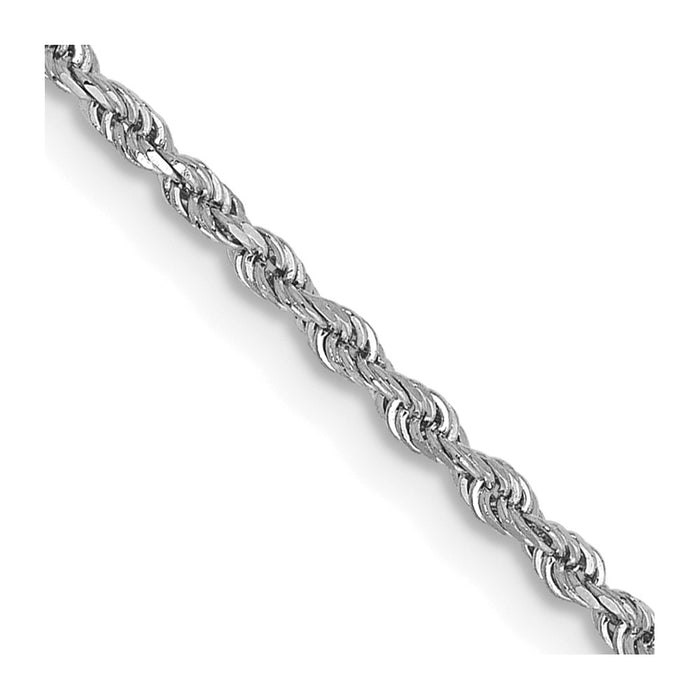 14k White Gold 1.5mm Diamond-cut Rope Chain