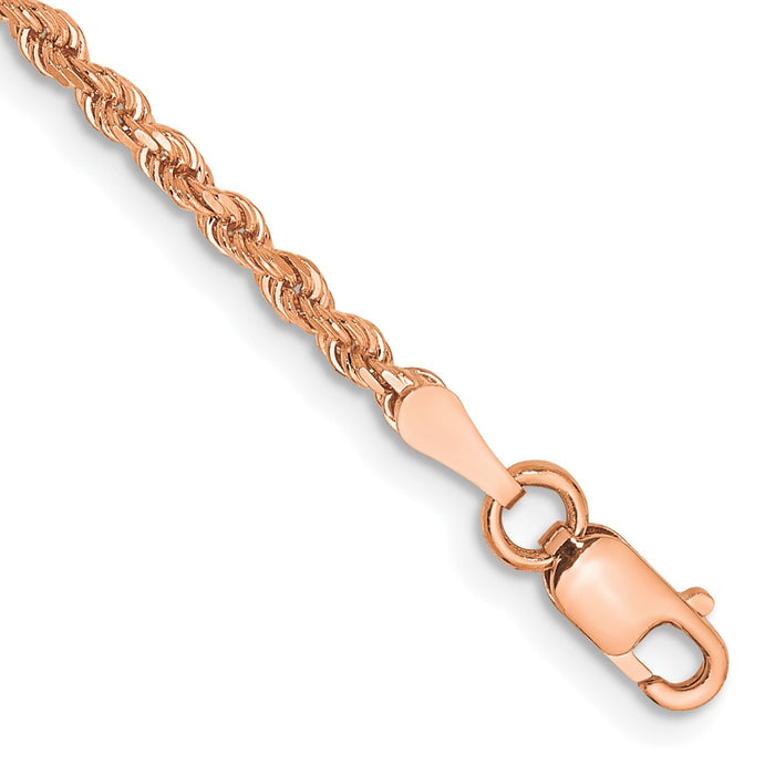 14k Rose Gold 2mm D/C Rope Chain