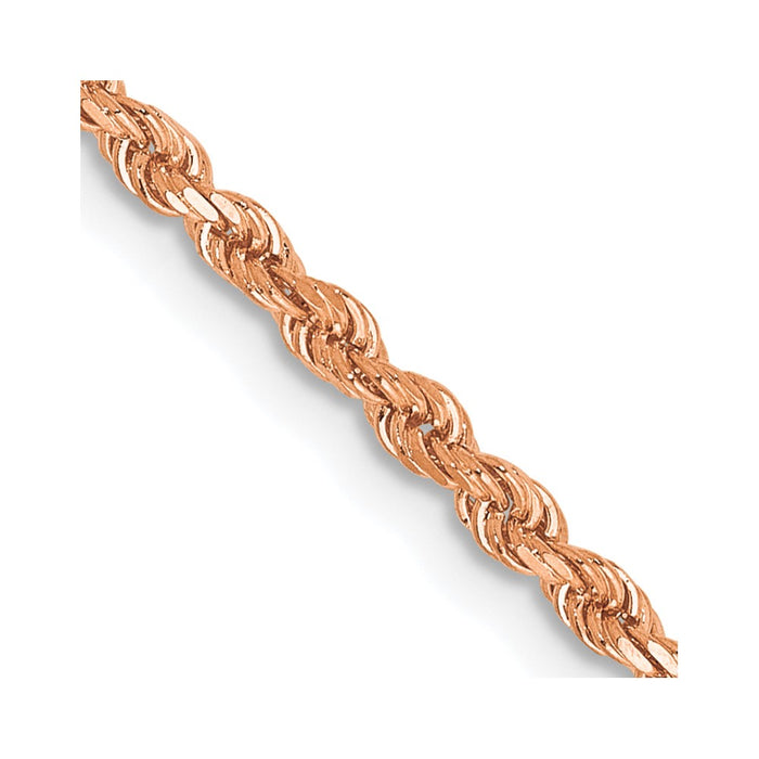 14k Rose Gold 2mm D/C Rope Chain